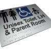 Braille sign unisex toilet LH + parent room 3