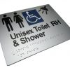 braille sign unisex toilet RH + shower silver 2