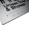 braille sign unisex toilet RH + shower silver 3
