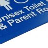 Braille sign unisex toilet LH + parent room blue 3