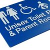 Braille sign unisex toilet RH + parent room blue 2