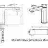 drawing Muzardi Sleek Basin care mixer 5