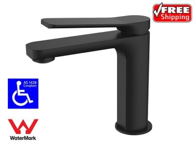 Matte Black Disabled Mixer Hand Basin Muzardi Sleek Care AS1428.1