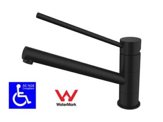 Zava Reach Matte Black Kitchen Laundry Mixer Care AS1428.1 NDIS SDA Housing